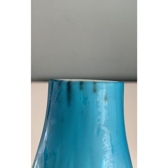 Vintage Victorian Satin Blue Case Glass Dot Pattern Vase Teardrop Home Decor Art - Picture 11 of 16